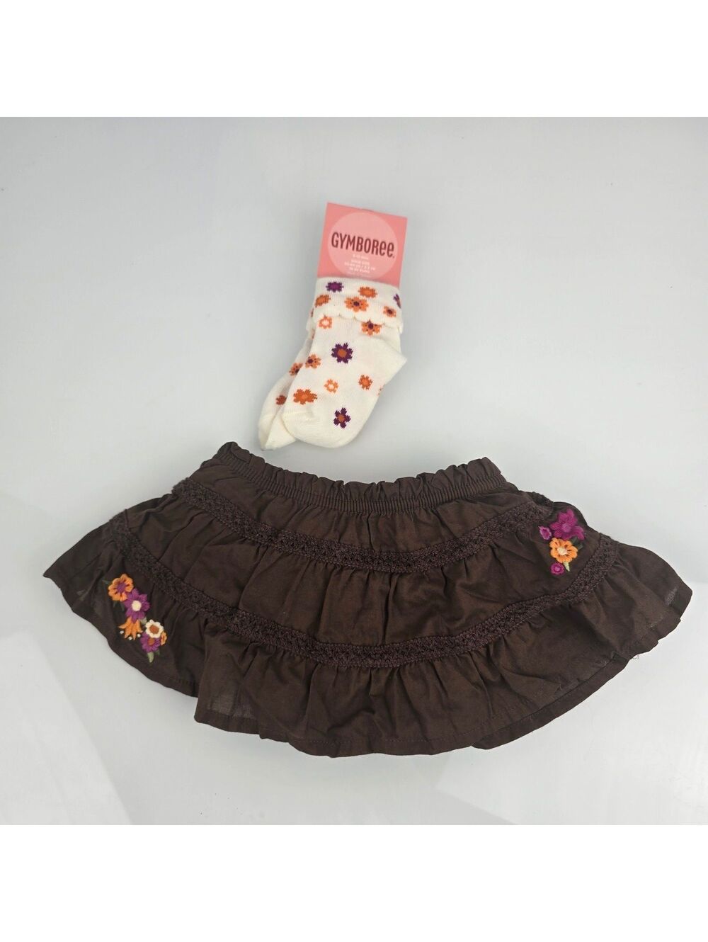 Girls Gymboree SAVANNA SUNSET cotton Embroidery safari Bloomers Skirt Socks 6-12
